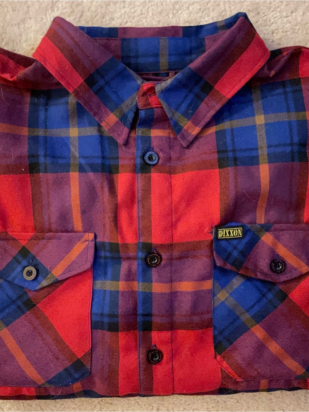 DIXXON Red and Blue Plaid Men's Button-Down Shirt